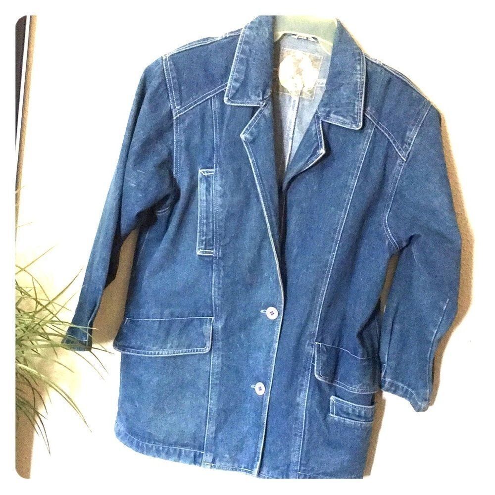 Long distressed jean jacket S
